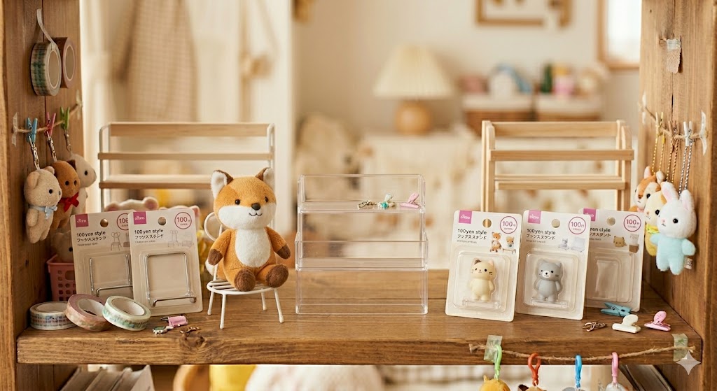 100均のぬいぐるみスタンド代用術